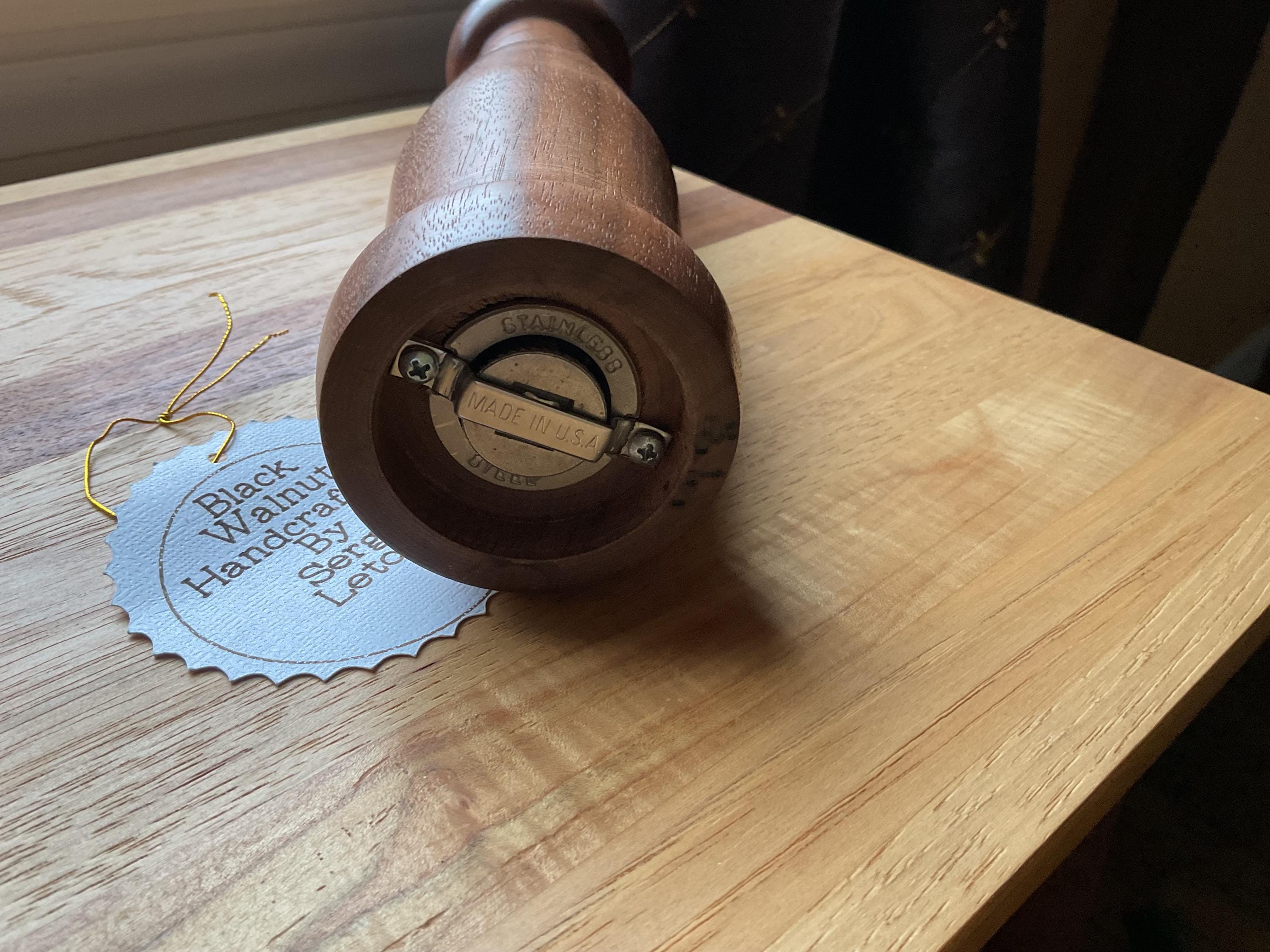 Hand Crafted 8” Black Walnut Wood Pepper Mill