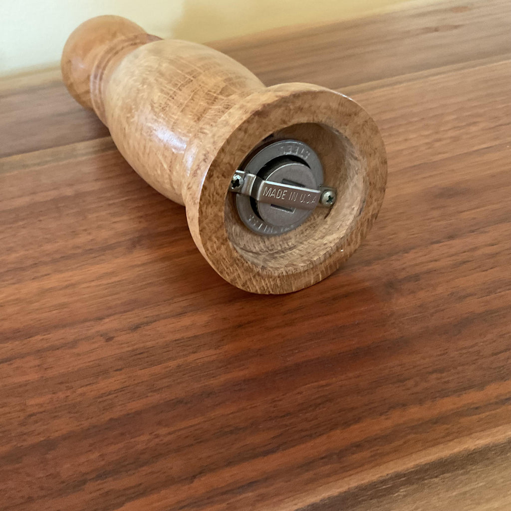Hand Crafted 8” White Oak Burl Wood Pepper Mill