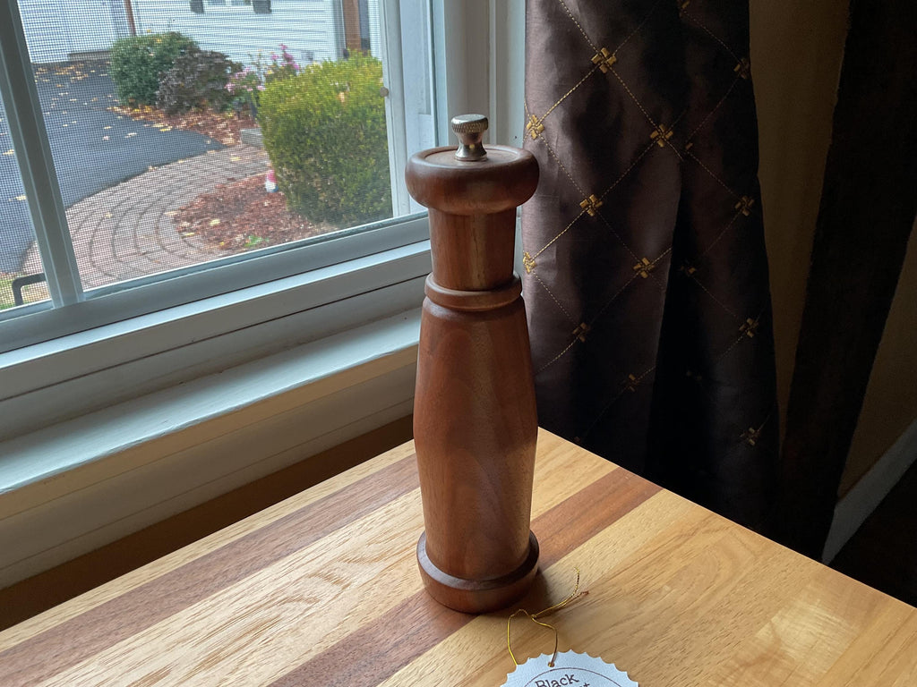 Hand Crafted 8” Black Walnut Wood Pepper Mill