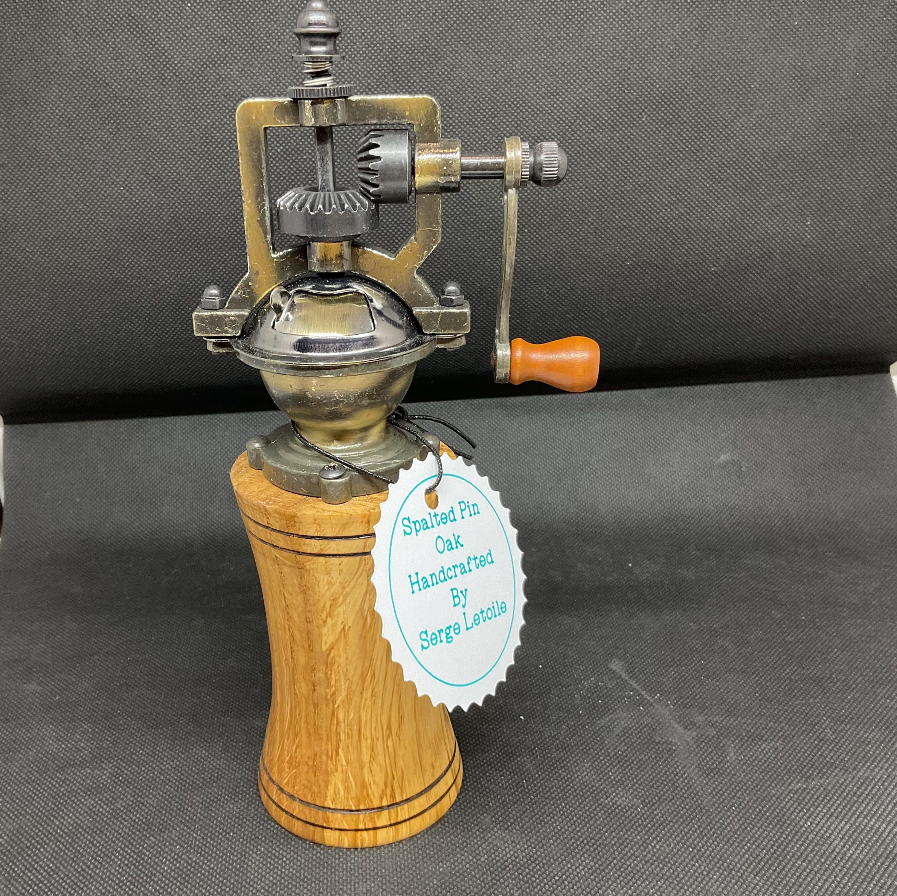 Spalted Pin Oak Wood Antique Style Pepper Grinder