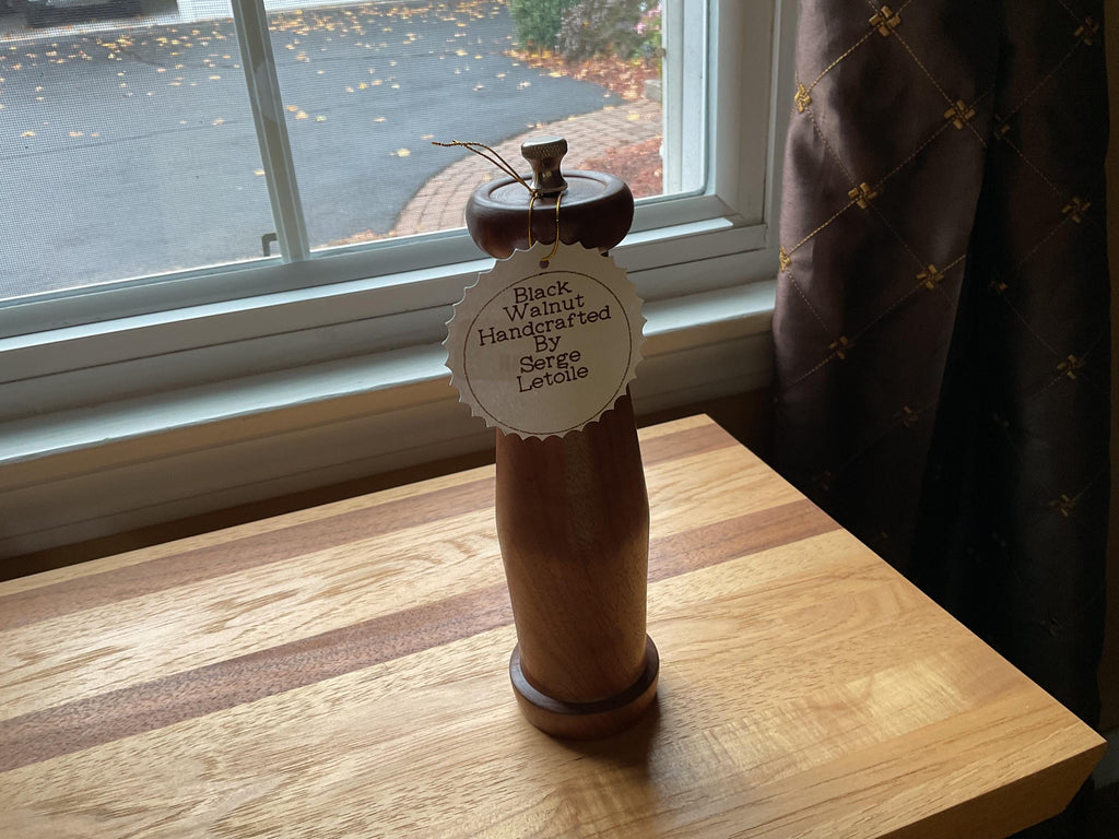 Hand Crafted 8” Black Walnut Wood Pepper Mill