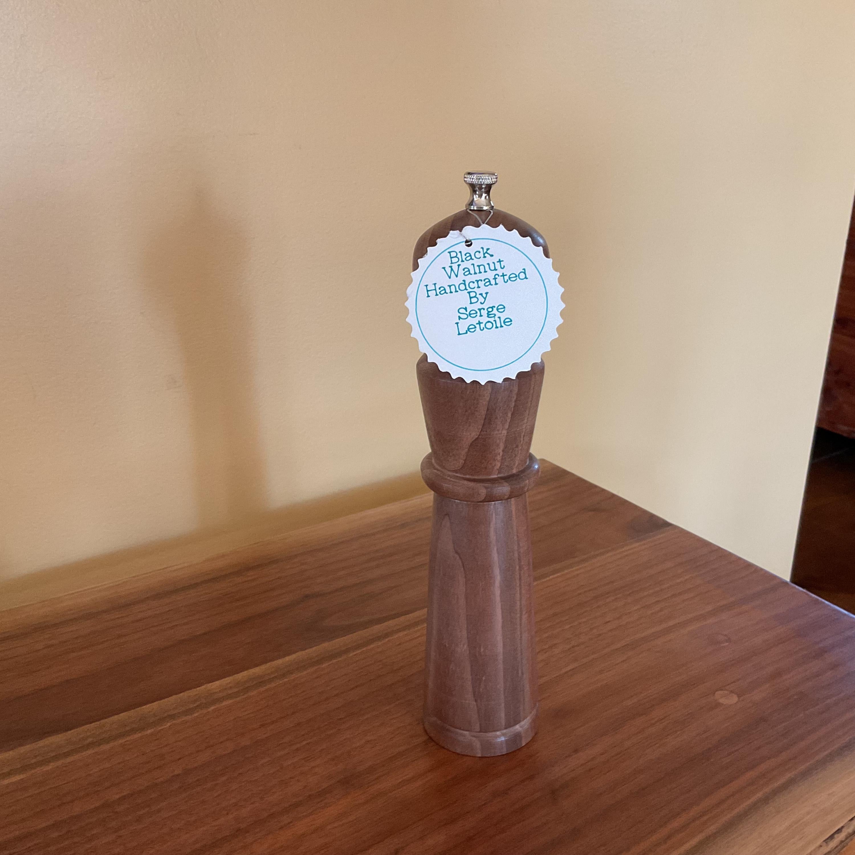 10” Hand Crafted Black Walnut Wood Pepper Mill