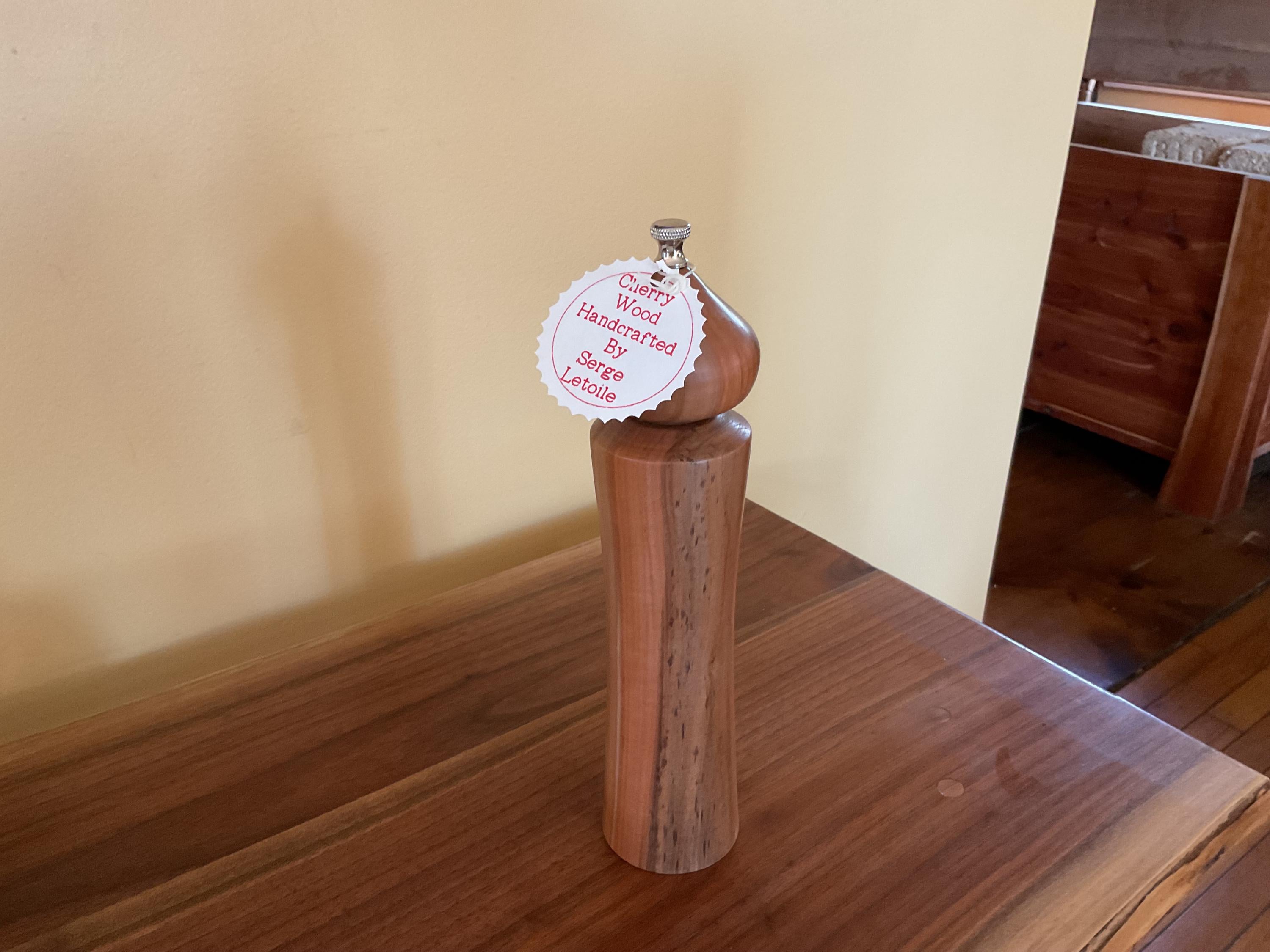 10 “Hand Crafted Cherry Wood Pepper Mill