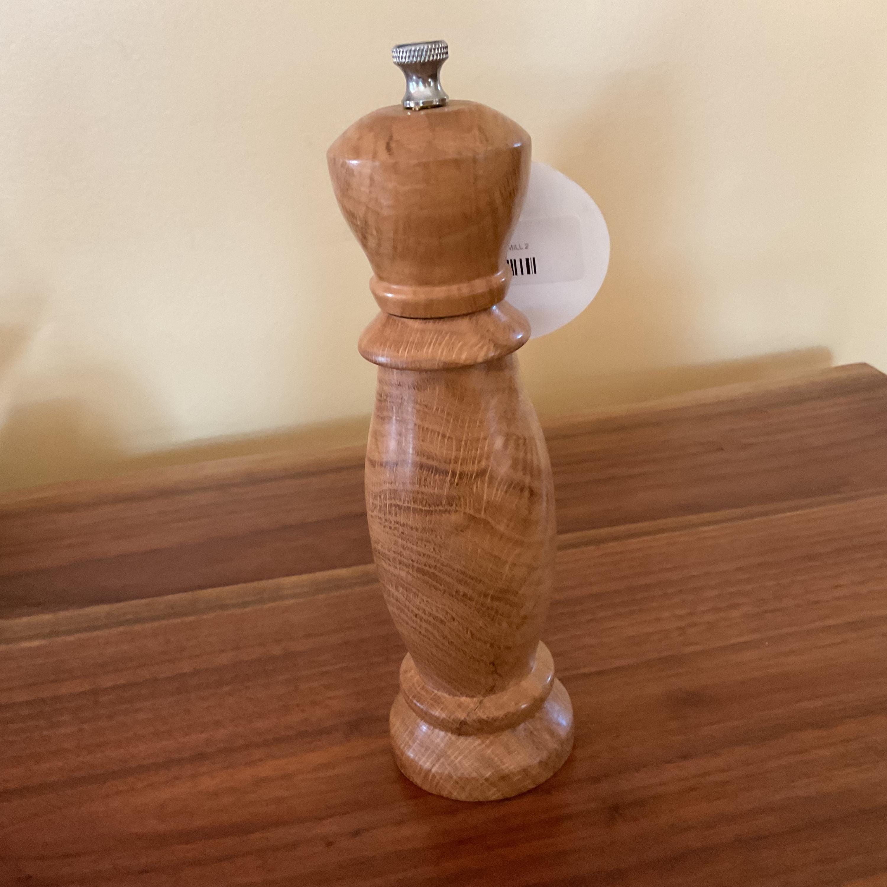 Hand Crafted 8” White Oak Burl Wood Pepper Mill