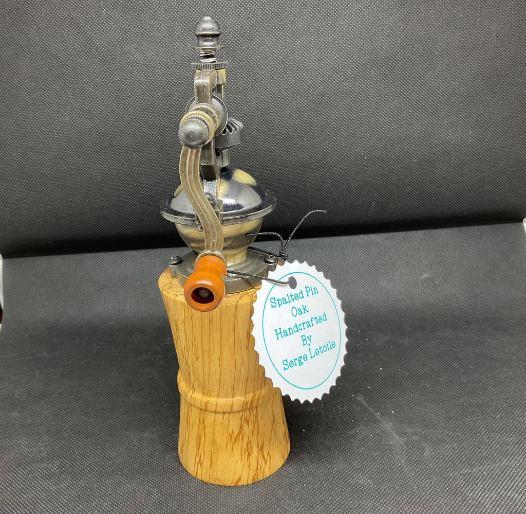 Spalted Pin Oak Wood Antique Style Pepper Grinder