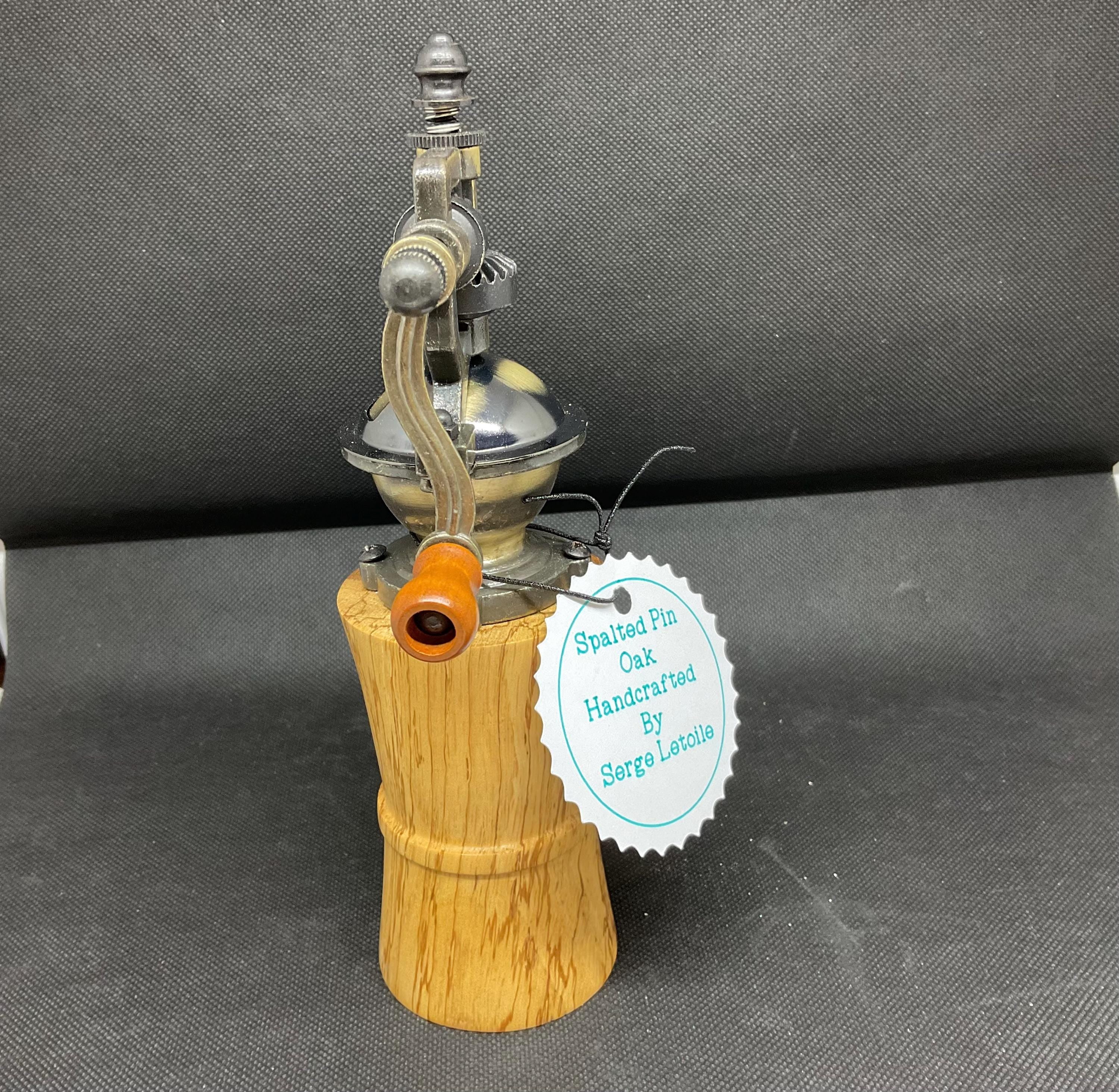 Spalted Pin Oak Wood Antique Style Pepper Grinder